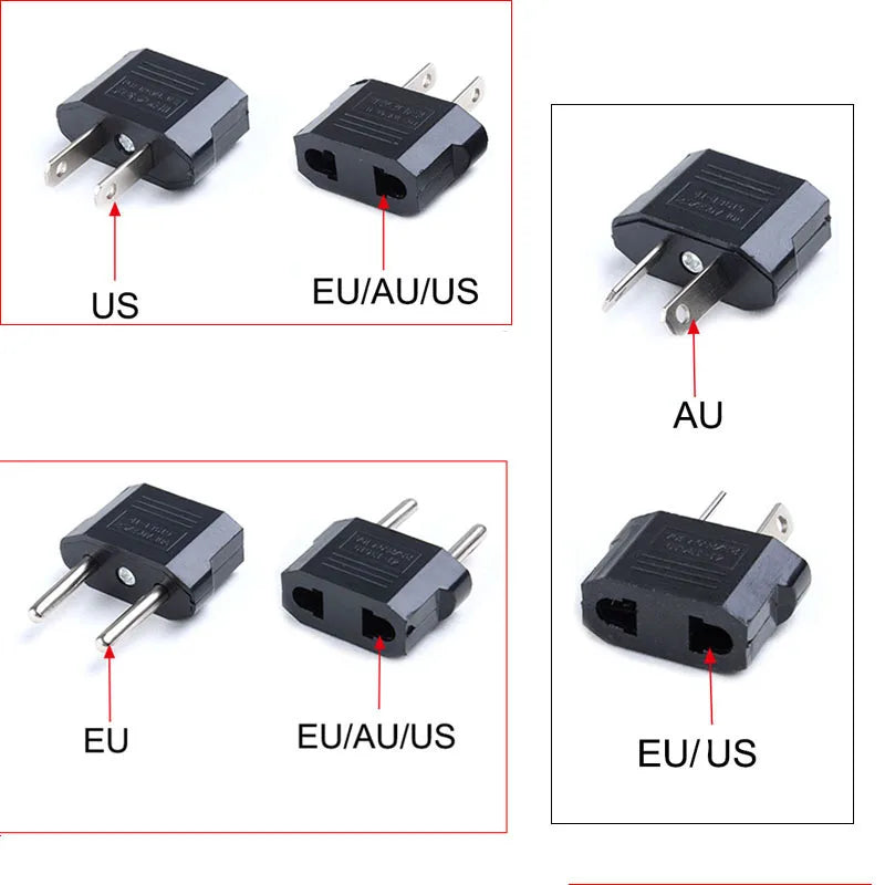 US To EU UK AU Euro Europe Plug Converter 2 Round AC Travel Power Adapter American US To EU Electrical Socket universal Adapter