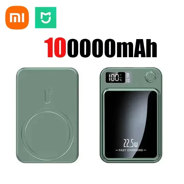 Xiaomi 100000mAh Magnetic Power Bank Wireless Fast Charger For Magsafe Portable Auxiliary Battery Pack For iphone Huawei Samsung