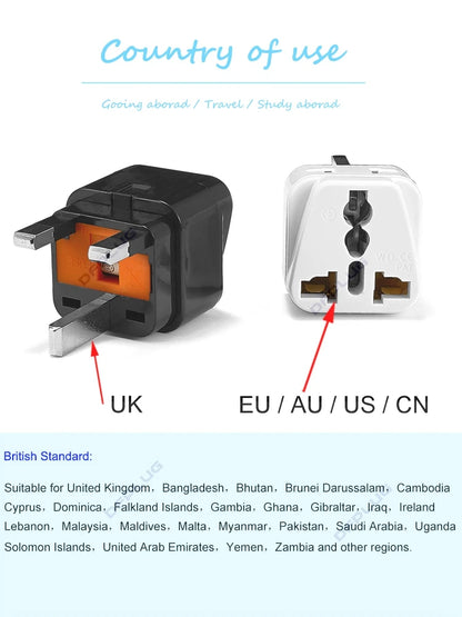 2 in 1 UK Plug Travel Adapter US EU AU to UK Universal High Quality Plug Adapter with 250V 13A Fuse EU To UK Converter AC Outlet