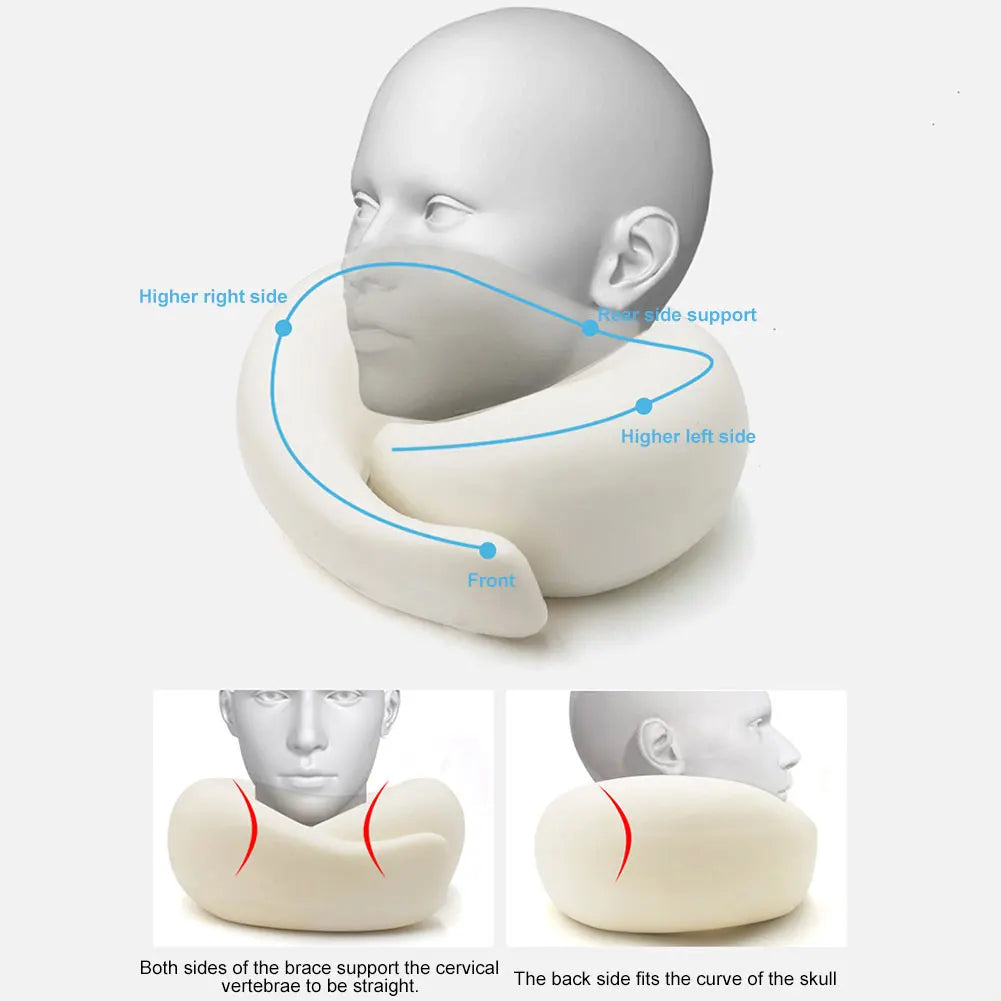 Travel Neck Pillow Memory Foam U-shaped Pillow Snail Style Travel Neck Support Portable Adjustable Soft Noon Break Sleep Pillows