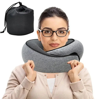 Travel Neck Pillow Memory Foam U-shaped Pillow Snail Style Travel Neck Support Portable Adjustable Soft Noon Break Sleep Pillows