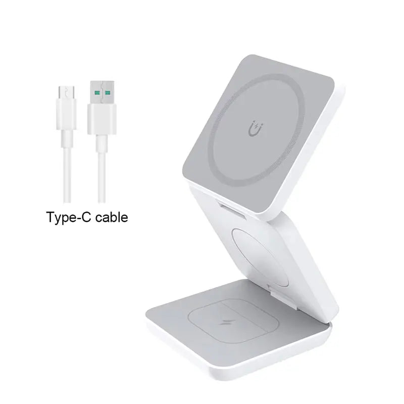 3 in 1 Wireless Charger Stand Magnetic Foldable Wireless Charging Station for iPhone 15 14 13 12 Pro Max Apple Watch 8 9 Charger