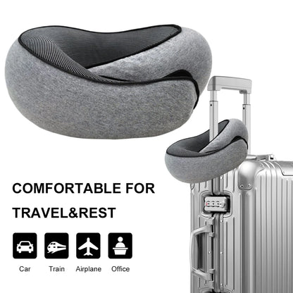 Travel Neck Pillow Memory Foam U-shaped Pillow Snail Style Travel Neck Support Portable Adjustable Soft Noon Break Sleep Pillows