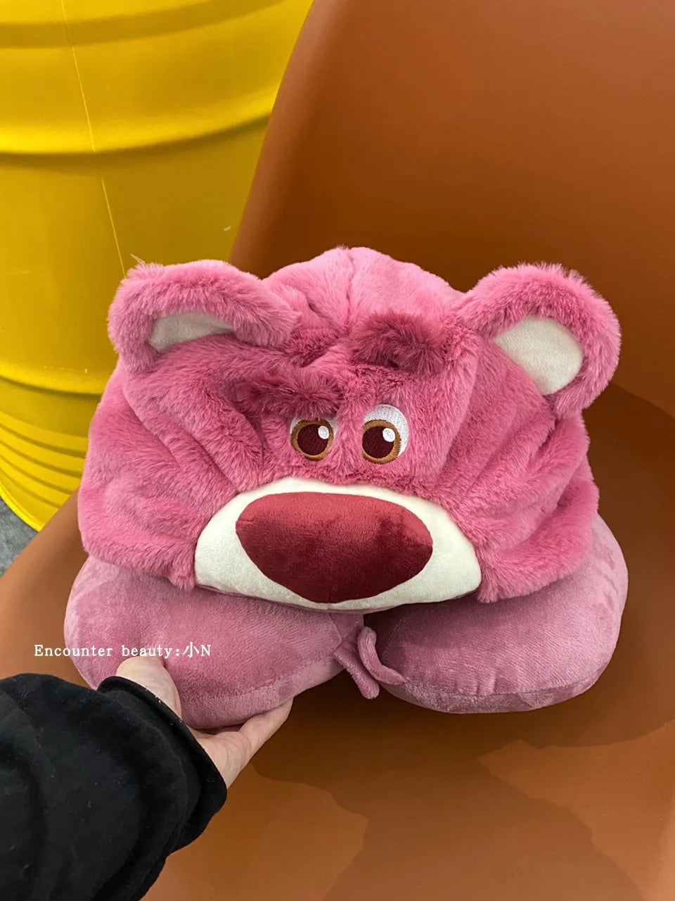 Lovely Lotso Travel Blackout Neck Pillow Strawberry Bear Kawaii Japanese Style Hooded U-shaped Neck Pillow Lolita Girl Gifts