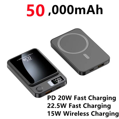 Magnetic Power Bank For iPhone 100000mAh Wireless Fast Charger For Magsafe Portable Auxiliary Battery Pack For XIAOMI Samsung