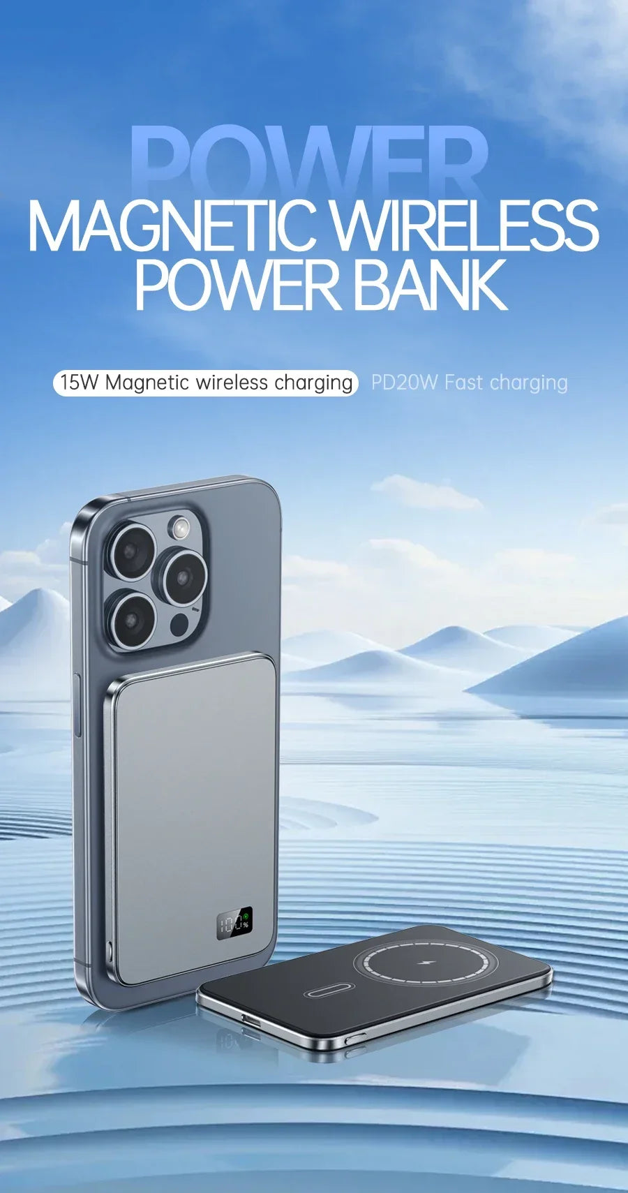 New Three in one F20 10000mAh Wireless Power Bank Magnetic Portable Powerbank Type C Mini Fast Charger For iPhone Samsung