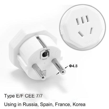 EU Power Plug Adapter UK To EU Travel Adapter Type C 4.0mm European Universal Socket Adaptor AC Outlet Electrical Plug Converter