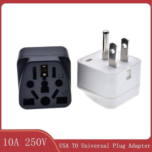 US Travel Plug Adapter EU/UK/AU/in/CN/JP/Asia/Italy/Brazil to USA (Type B), 3 Prong Grounded USA Wall Plug international