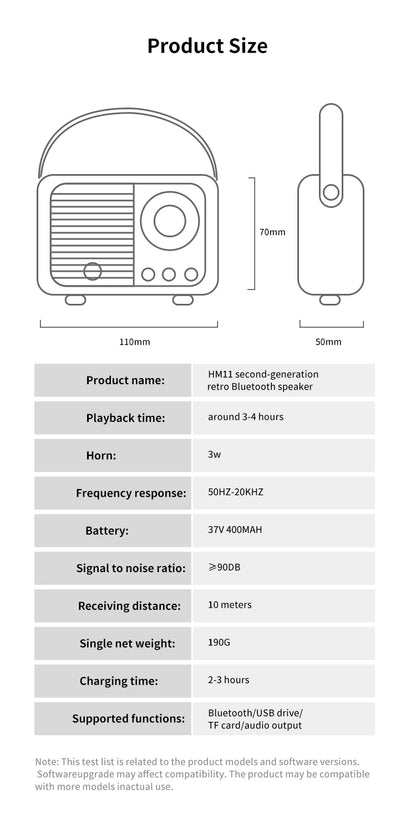 HM11 Portable Bluetooth Speaker Wireless Bass Subwoofer Waterproof Outdoor for Car Stereo Loudspeaker Music Box for Ios/android