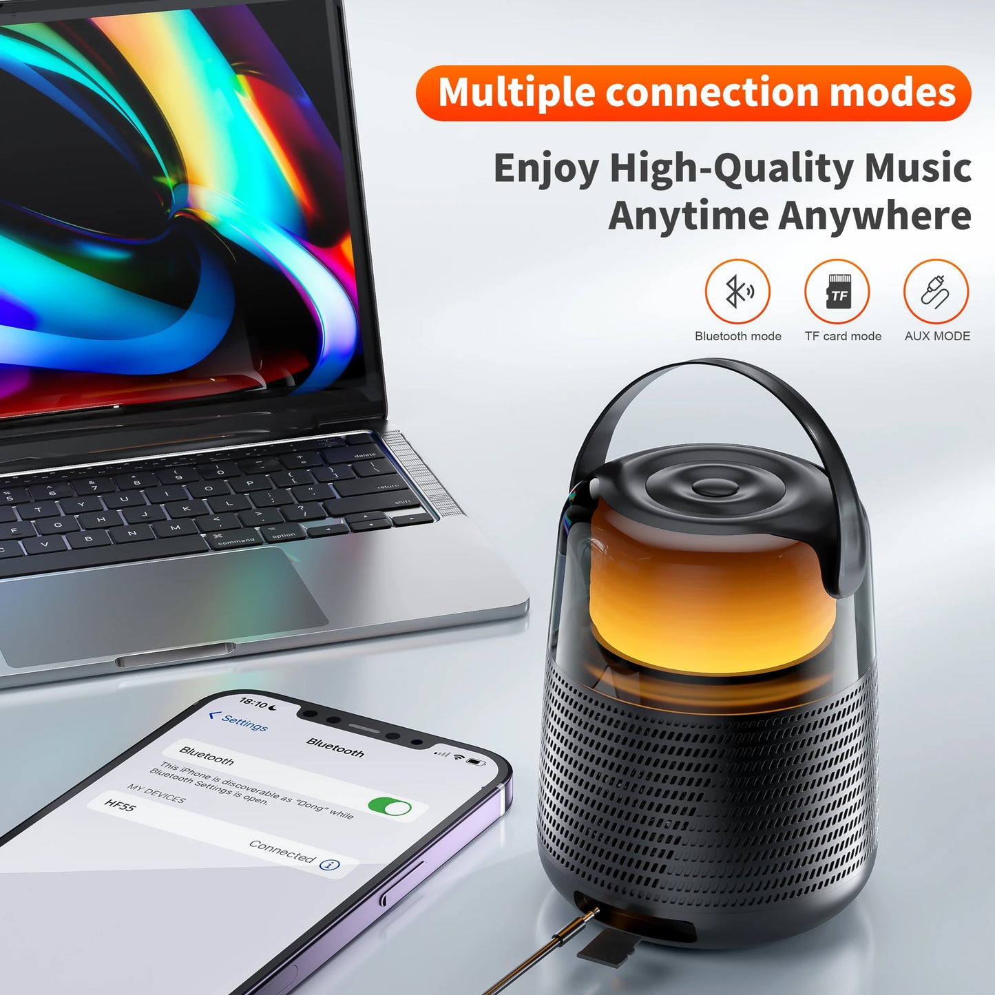 QERE HF55 Bluetooth Speaker with Hi-Res 20W Audio,Wireless HiFi Portable Speaker IPX5 Waterproof,Multiple connection modema Soun