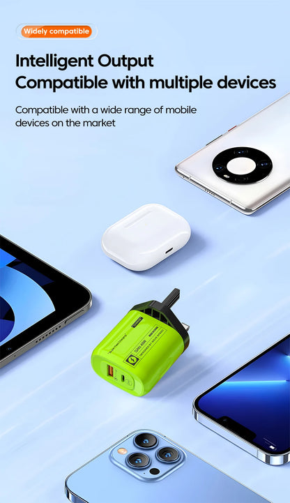 45W USB Type C Charger GAN Fast Charging PD QC3.0 Travel Charger EU/US/UK Plug Adapter for iPhone 15 Samsung Huawei Xiaomi