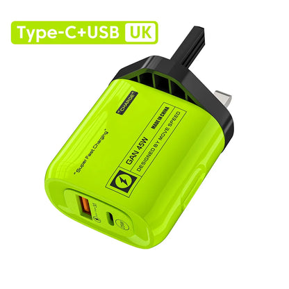 45W USB Type C Charger GAN Fast Charging PD QC3.0 Travel Charger EU/US/UK Plug Adapter for iPhone 15 Samsung Huawei Xiaomi