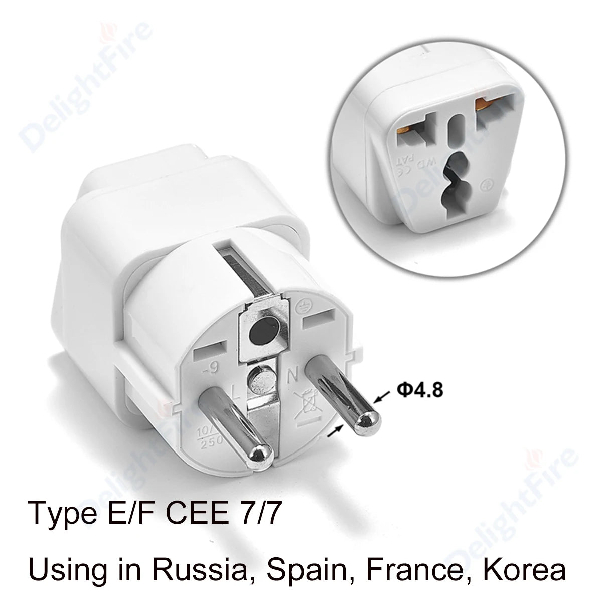 EU Power Plug Adapter UK To EU Travel Adapter Type C 4.0mm European Universal Socket Adaptor AC Outlet Electrical Plug Converter