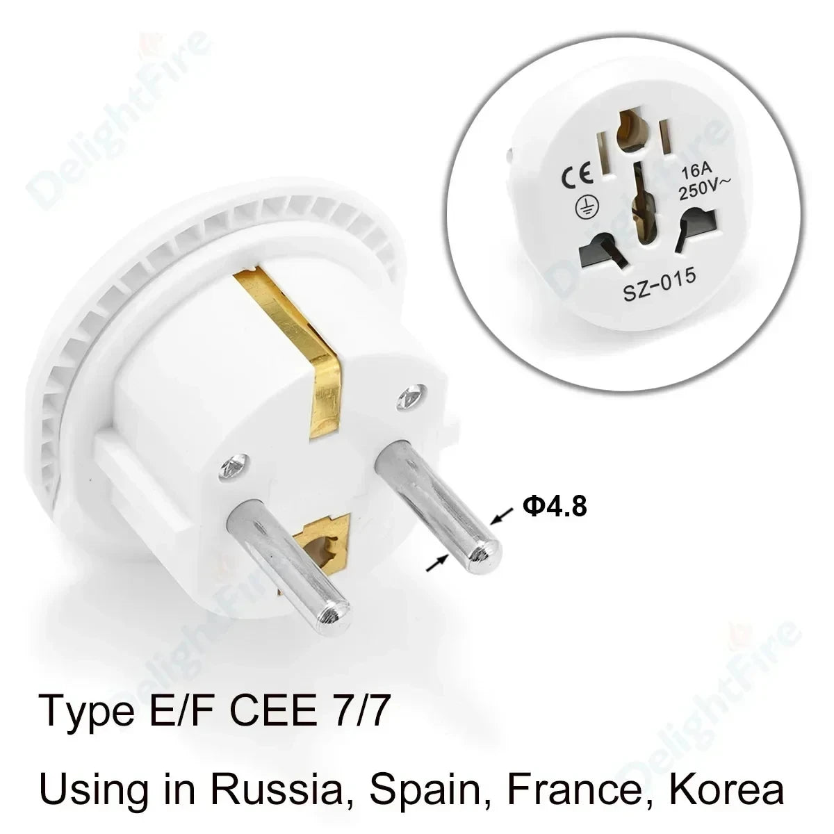 EU Power Plug Adapter UK To EU Travel Adapter Type C 4.0mm European Universal Socket Adaptor AC Outlet Electrical Plug Converter