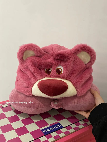 Lovely Lotso Travel Blackout Neck Pillow Strawberry Bear Kawaii Japanese Style Hooded U-shaped Neck Pillow Lolita Girl Gifts