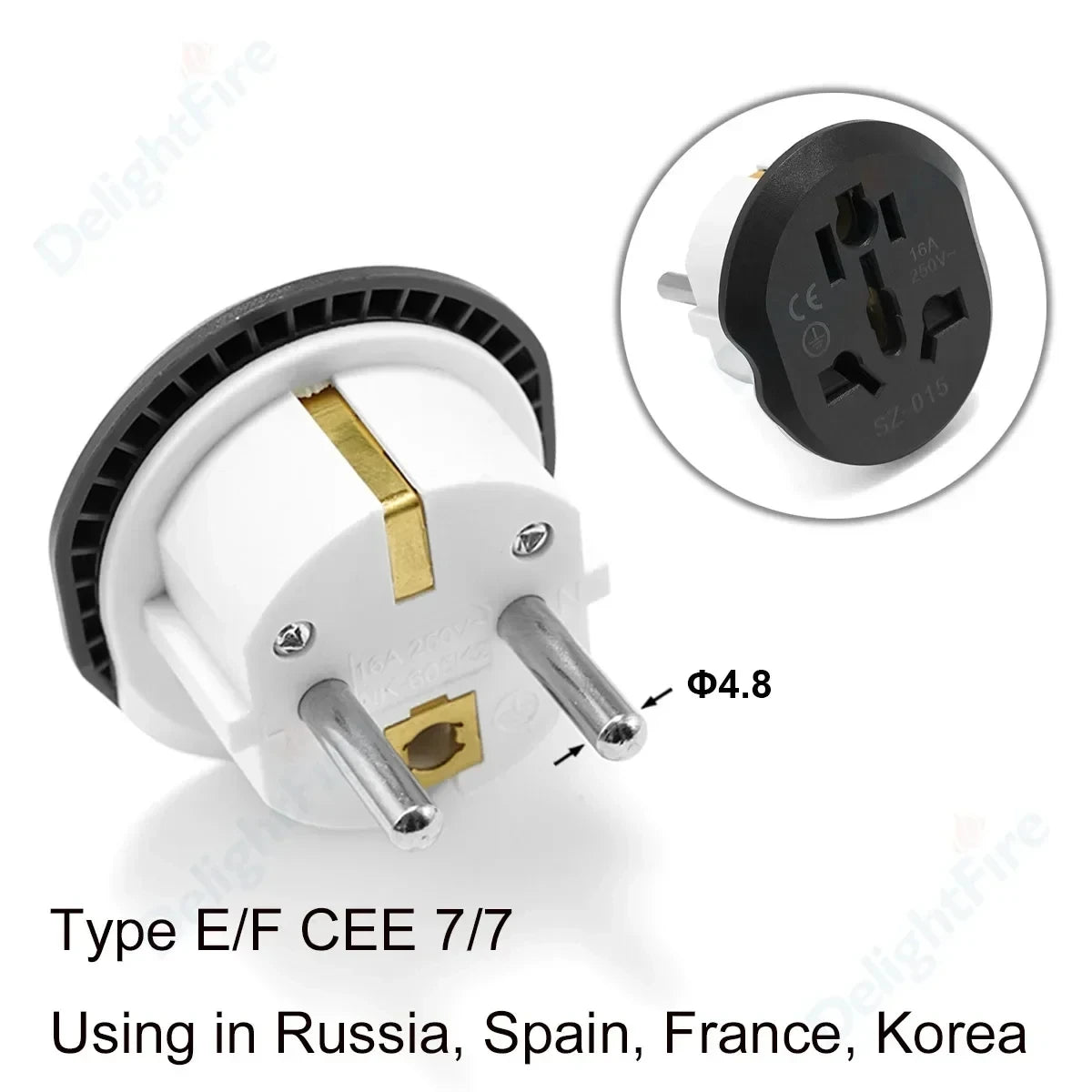 EU Power Plug Adapter UK To EU Travel Adapter Type C 4.0mm European Universal Socket Adaptor AC Outlet Electrical Plug Converter