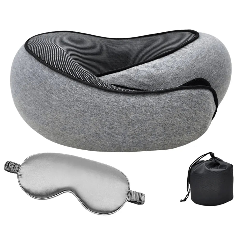 Travel Neck Pillow Memory Foam U-shaped Pillow Snail Style Travel Neck Support Portable Adjustable Soft Noon Break Sleep Pillows