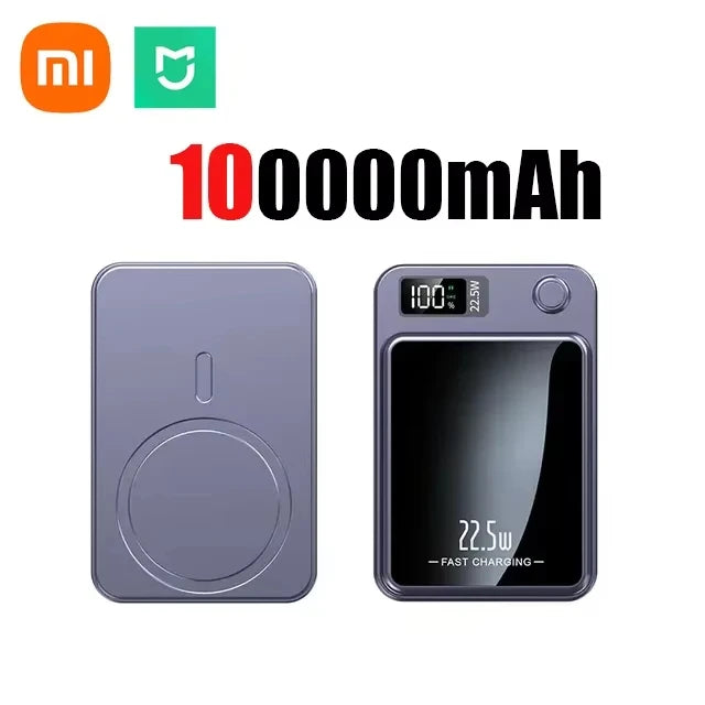 Xiaomi 100000mAh Magnetic Power Bank Wireless Fast Charger For Magsafe Portable Auxiliary Battery Pack For iphone Huawei Samsung