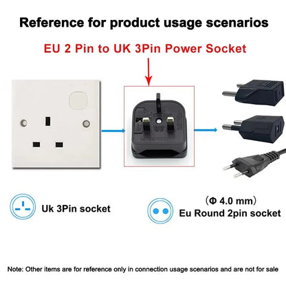 1PCS European Euro Eu 2 Pin To Uk 3 Pin Power Socket Travel Plug Adapter Converter Power Adapter Charger Power Socket Outlet