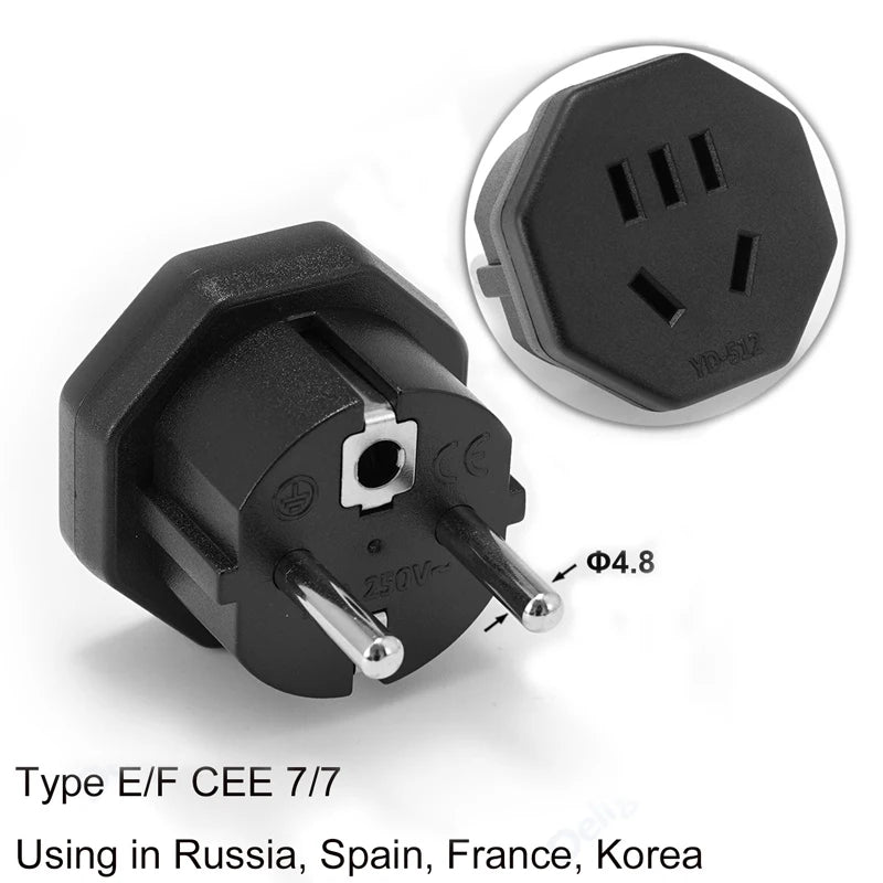 EU Power Plug Adapter UK To EU Travel Adapter Type C 4.0mm European Universal Socket Adaptor AC Outlet Electrical Plug Converter