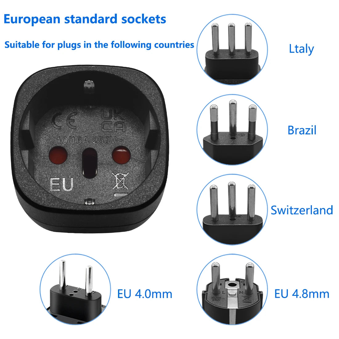 JORINDO UK to EU AC power converter adapter,European To British Singapore Malaysia Travel Adapter EU Plug To UK connector