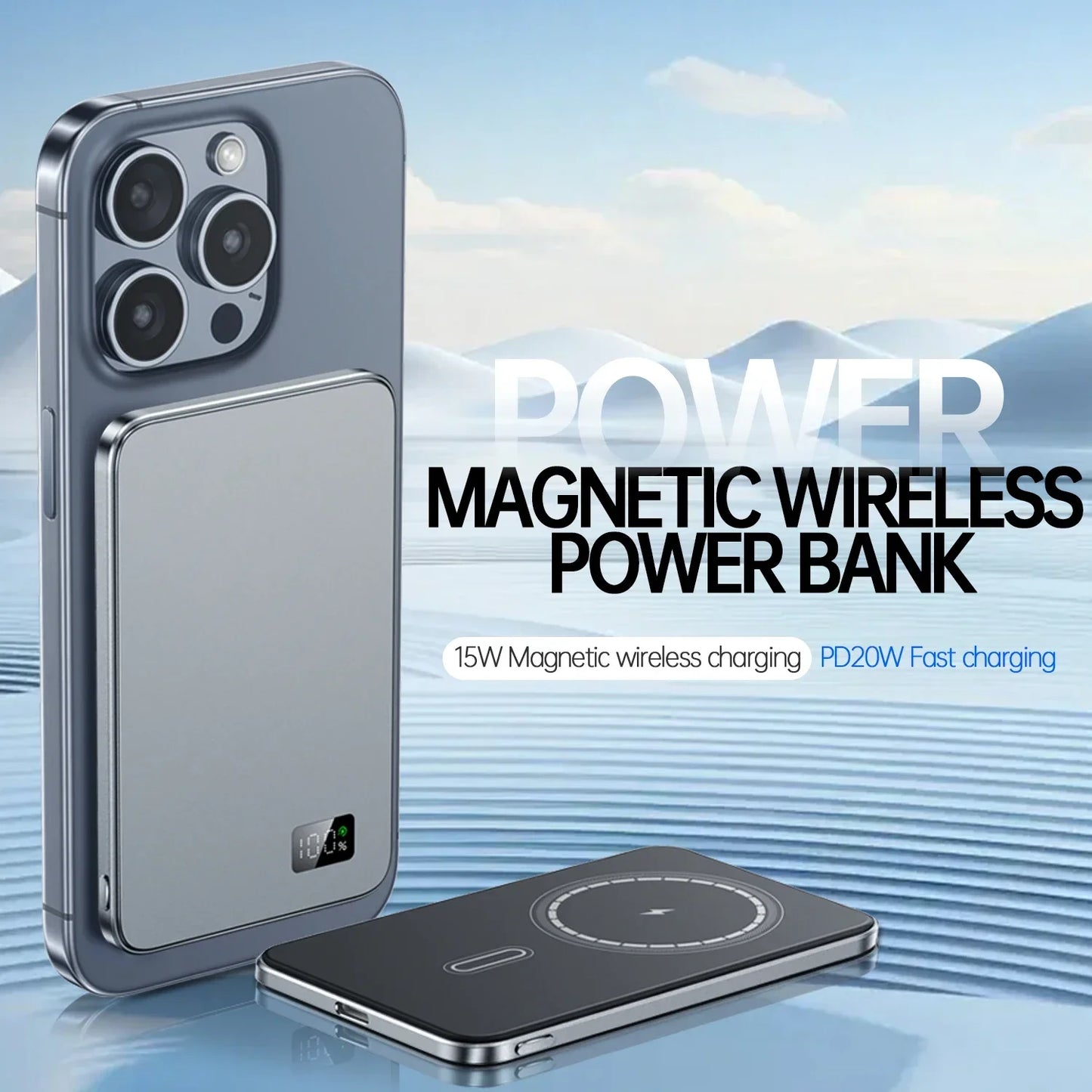 New Three in one F20 10000mAh Wireless Power Bank Magnetic Portable Powerbank Type C Mini Fast Charger For iPhone Samsung