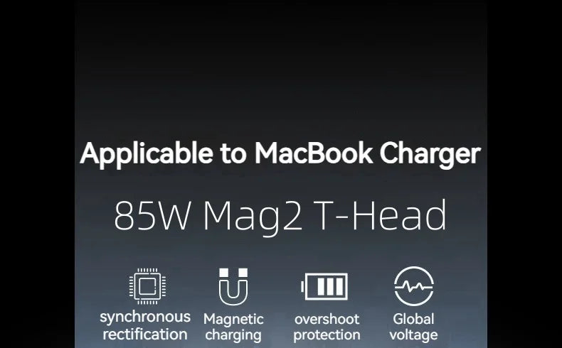 85W Magsafe 2 T Magnetic Charging Power Adapter for MacBook Air / Pro Series：A1398，A1424 ，Safe & Fast Charger Power Adapter