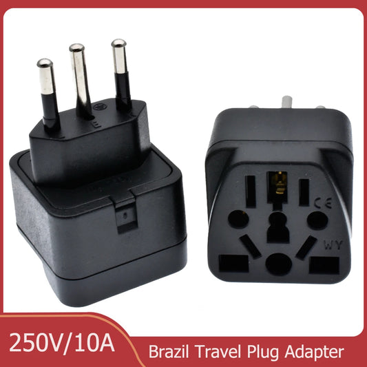 Universal Brazil Plug Adapter 3 Pin EU Euro AU US UK To Brazil Travel Adapter Electric Power Cord Charger Socket Outlet