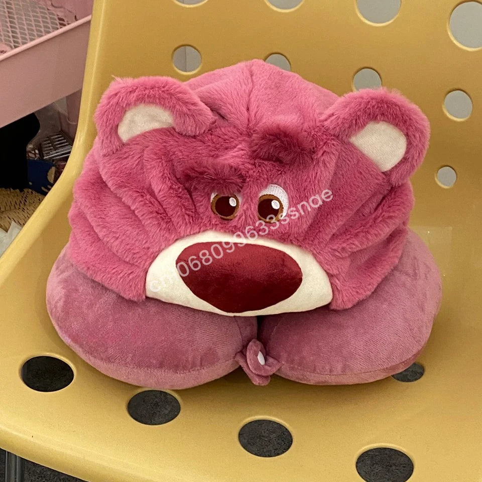 Lovely Lotso Travel Blackout Neck Pillow Strawberry Bear Kawaii Japanese Style Hooded U-shaped Neck Pillow Lolita Girl Gifts