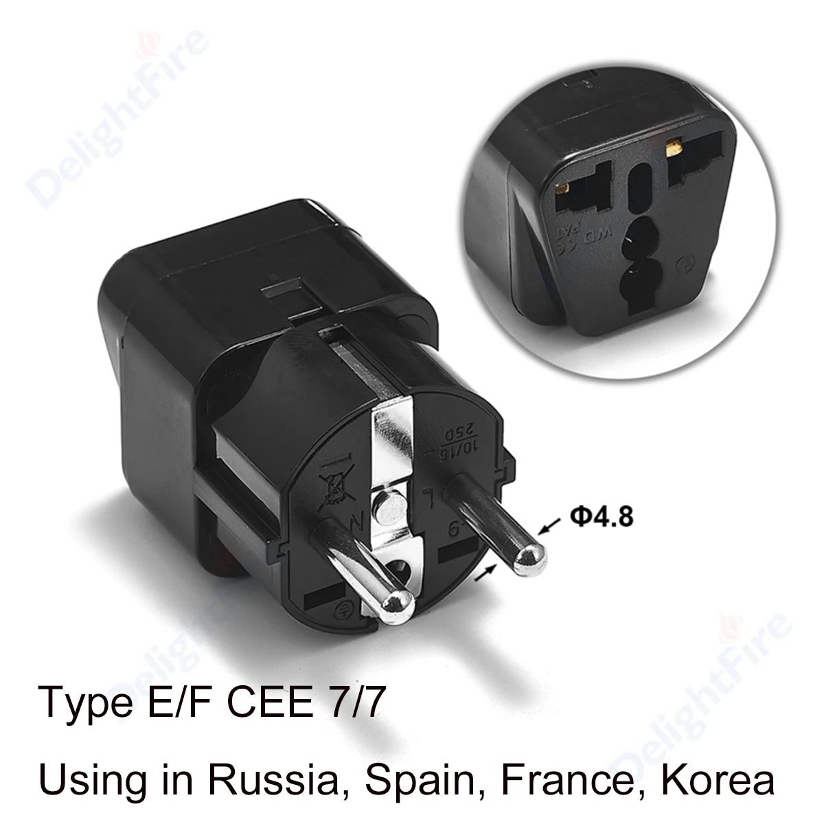 EU Power Plug Adapter UK To EU Travel Adapter Type C 4.0mm European Universal Socket Adaptor AC Outlet Electrical Plug Converter