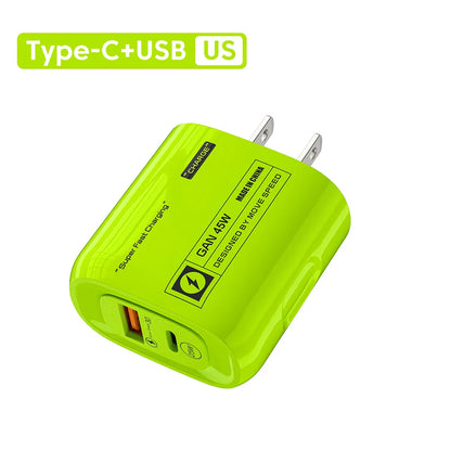 45W USB Type C Charger GAN Fast Charging PD QC3.0 Travel Charger EU/US/UK Plug Adapter for iPhone 15 Samsung Huawei Xiaomi